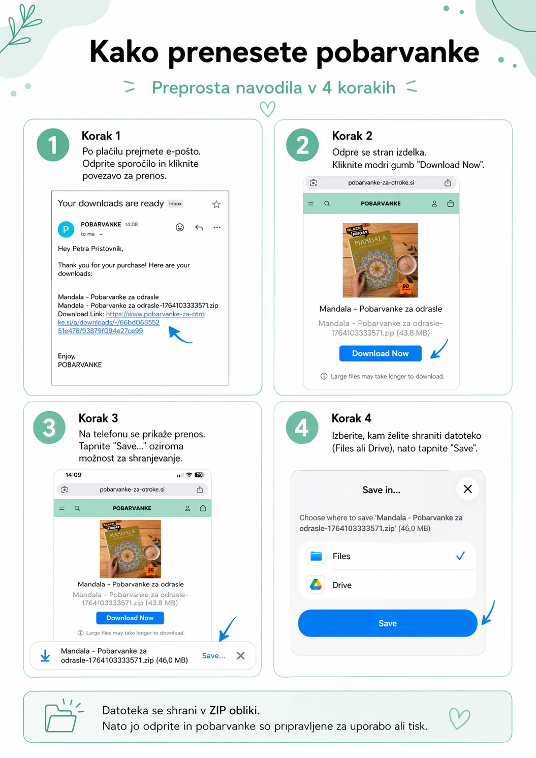 Step-by-step guide on transferring files with screenshots and text instructions.