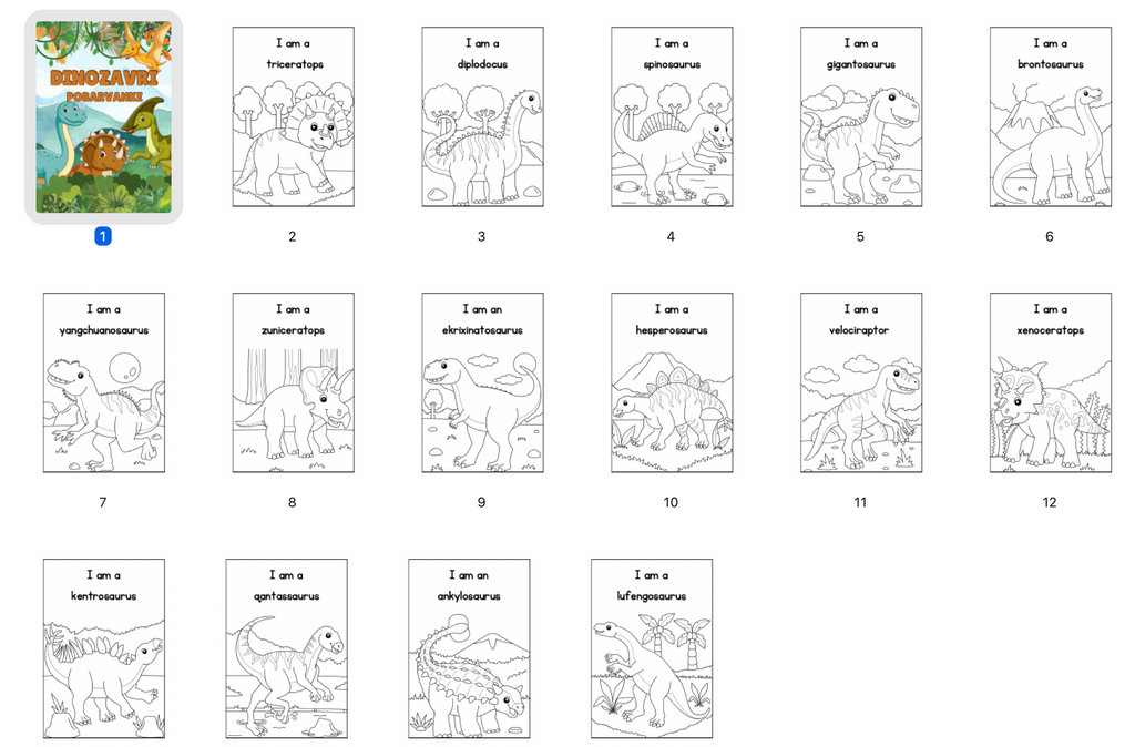 Pobarvanke Dinozavri Mini - POBARVANKE