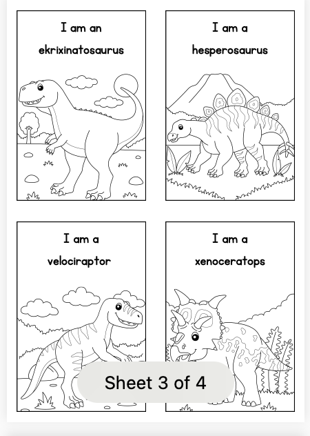 Pobarvanke Dinozavri Mini - POBARVANKE