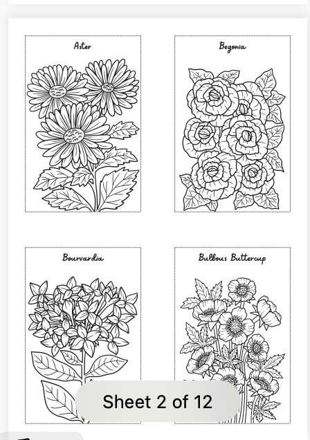 Rožice - pobarvanke za odrasle - POBARVANKE