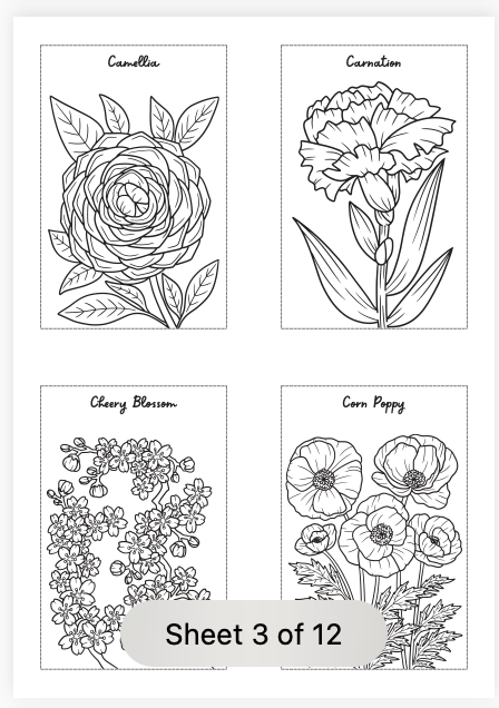 Rožice - pobarvanke za odrasle - POBARVANKE