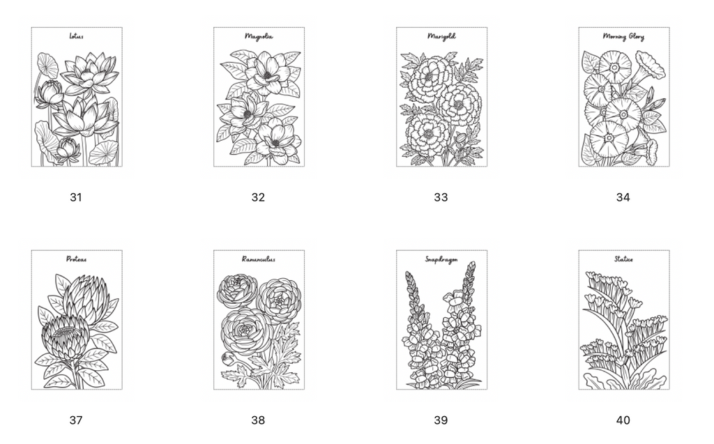 Rožice - pobarvanke za odrasle - POBARVANKE