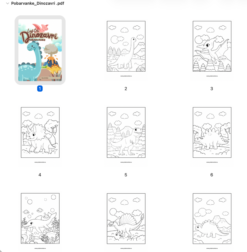 Pobarvanke Dinozavri - POBARVANKE