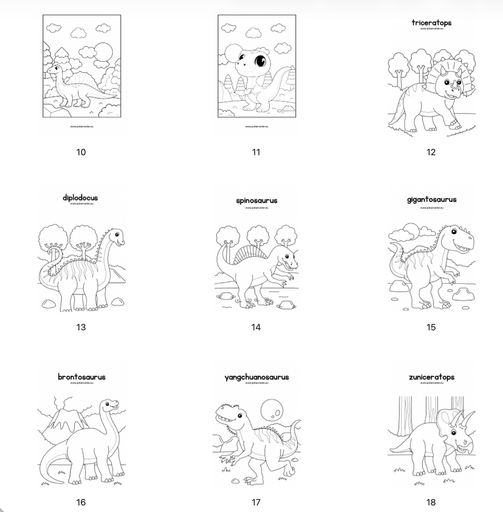 Pobarvanke Dinozavri - POBARVANKE