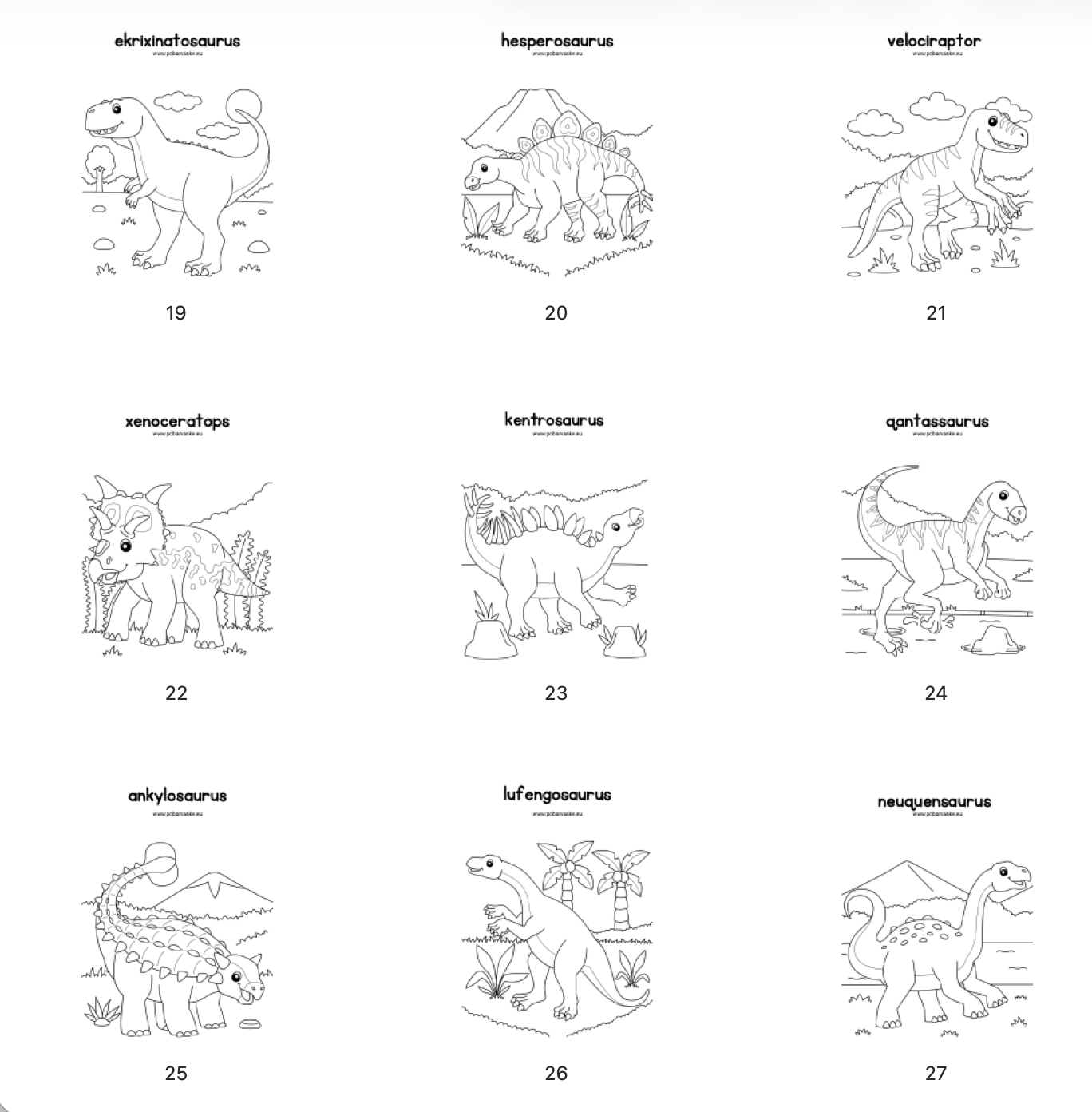 Pobarvanke Dinozavri - POBARVANKE