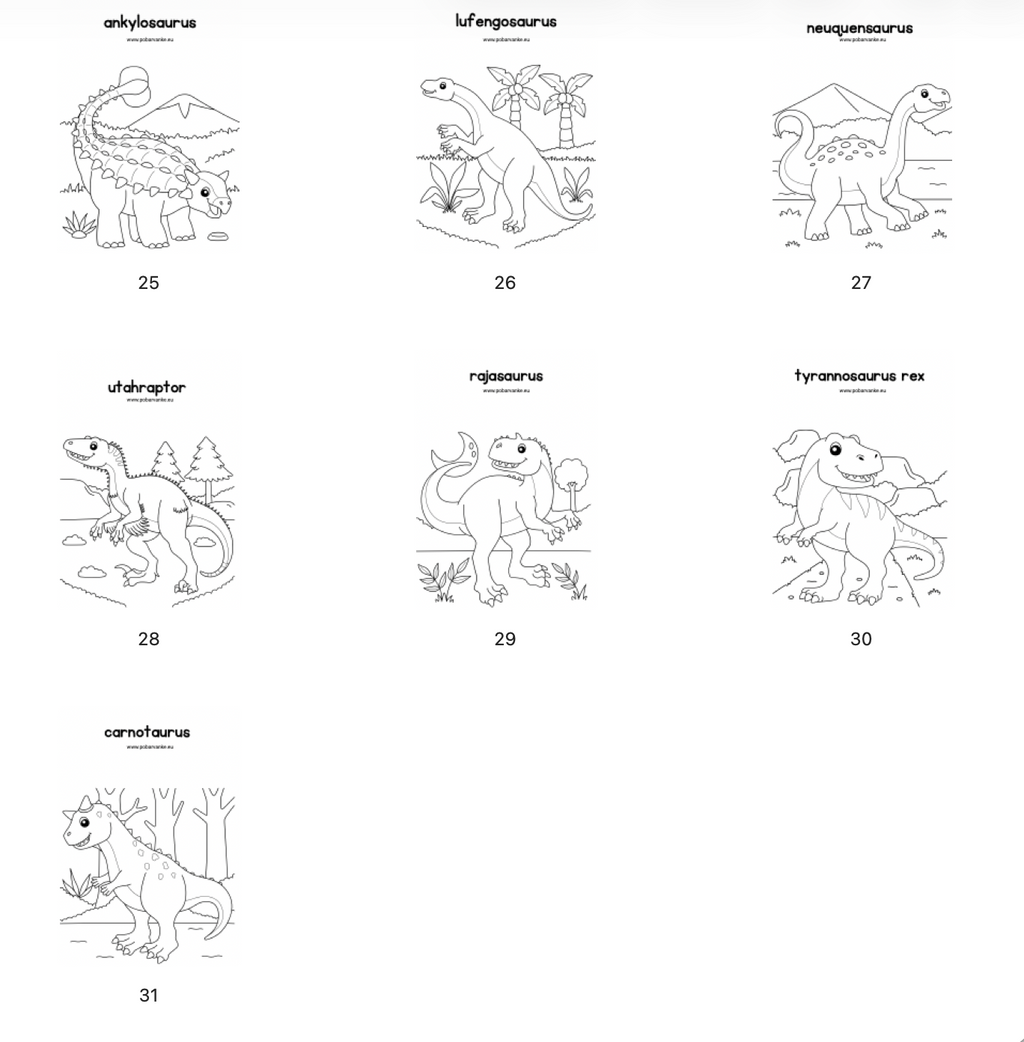 Pobarvanke Dinozavri - POBARVANKE