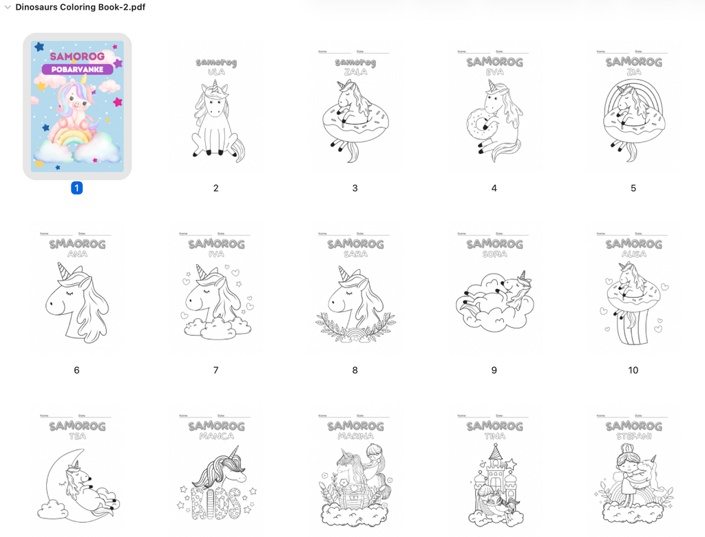 Pobarvanke samorog - POBARVANKE
