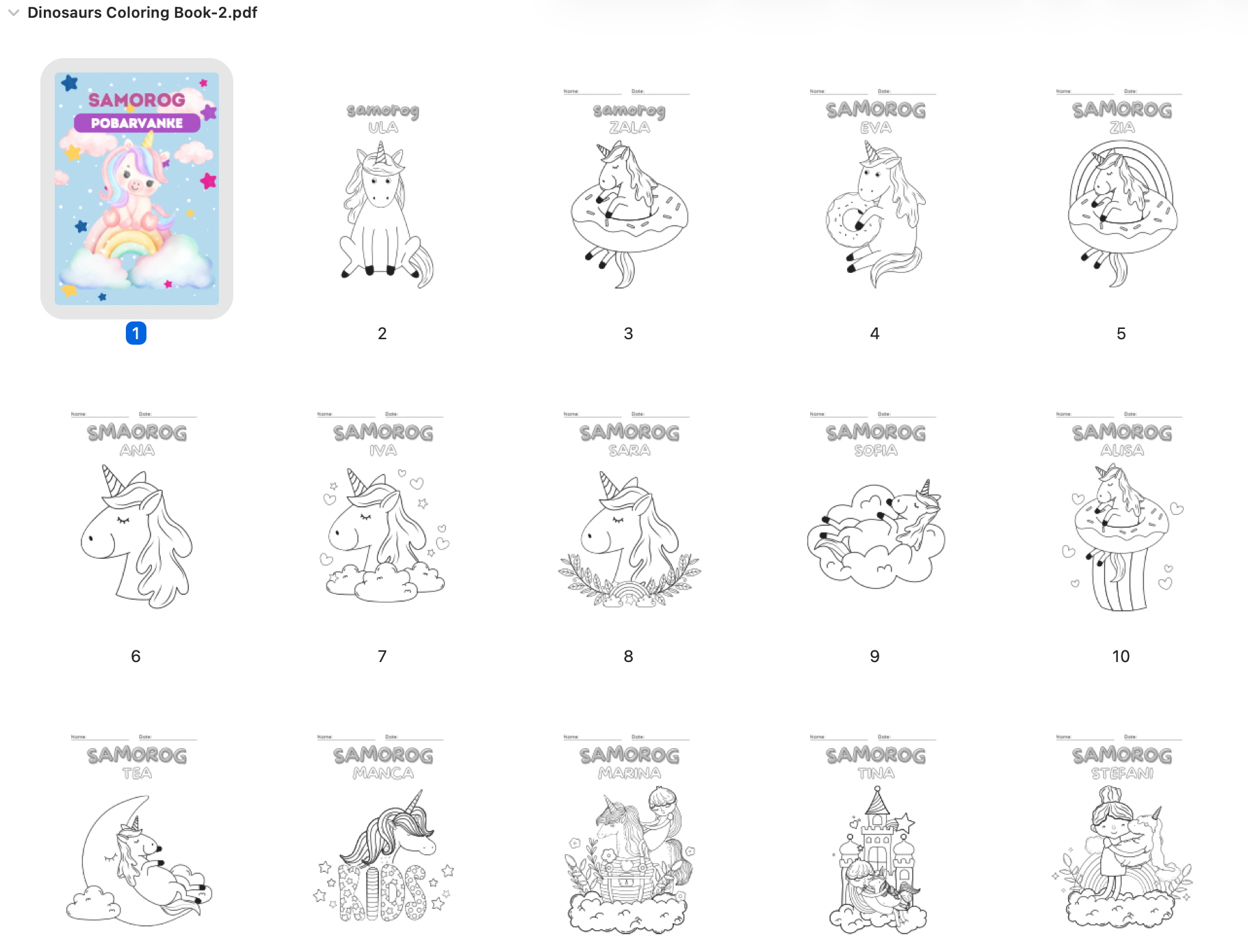 Pobarvanke samorog - POBARVANKE