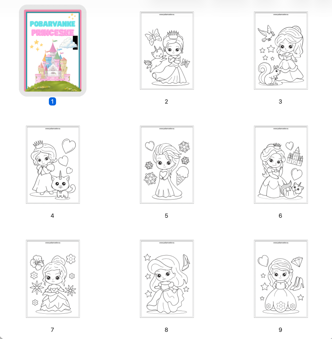 Pobarvanke Princeske - POBARVANKE