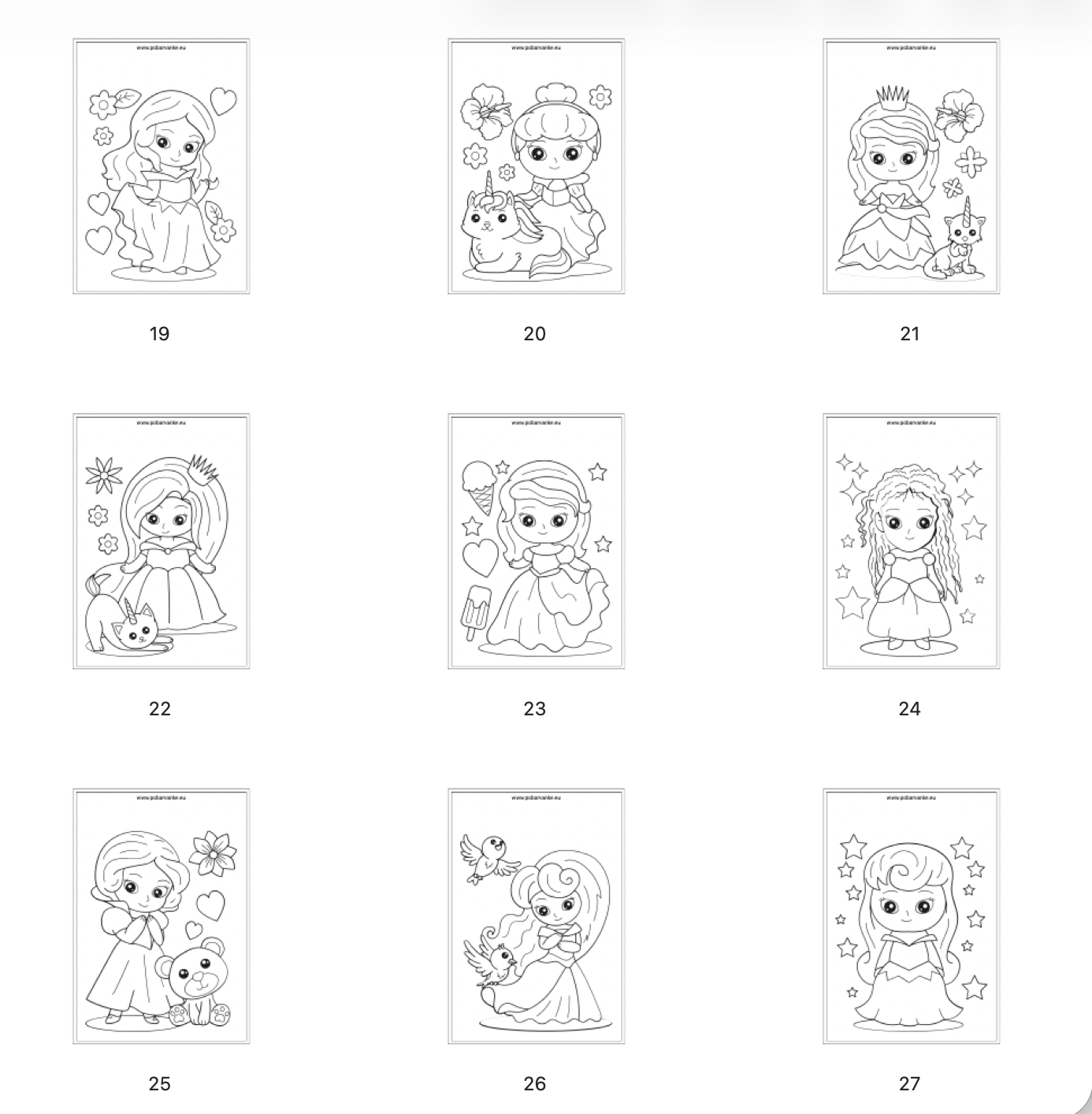 Pobarvanke Princeske - POBARVANKE