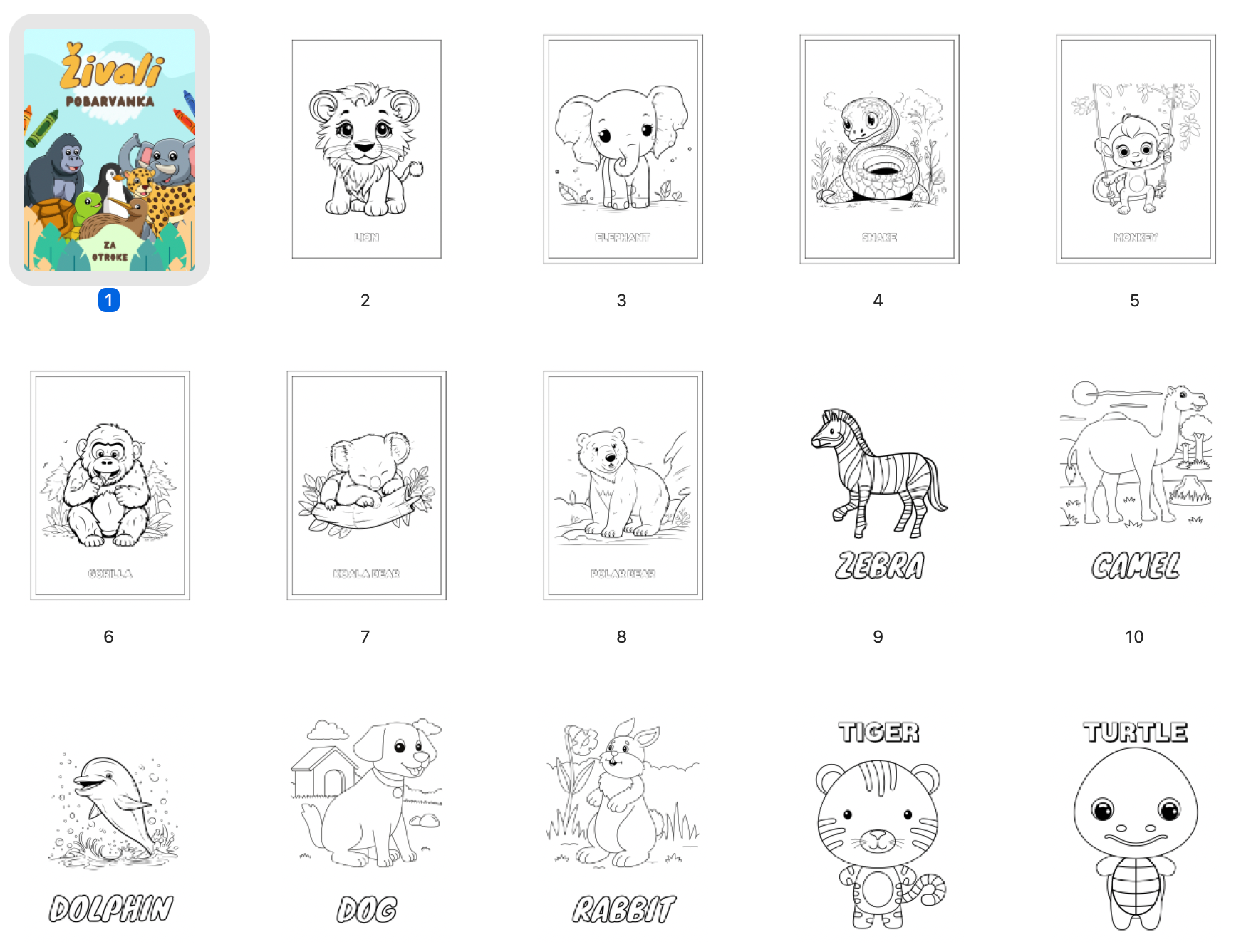 Pobarvanke živali - POBARVANKE