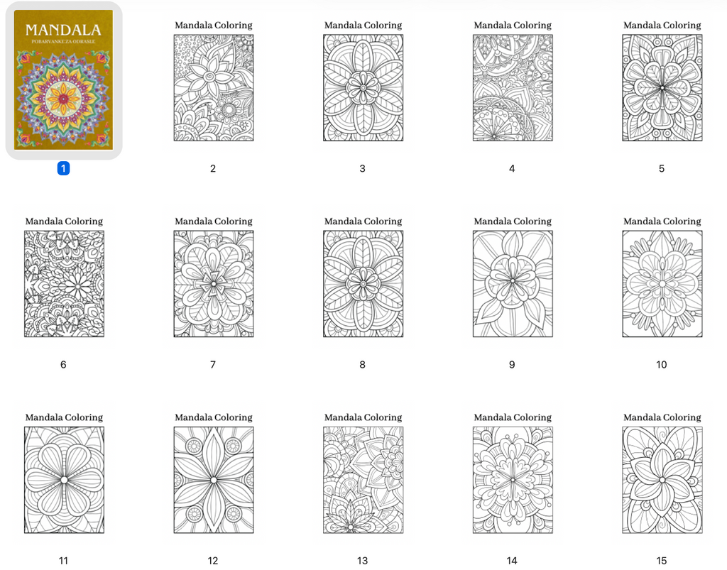 Mandala - Pobarvanke za odrasle - POBARVANKE